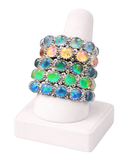 Opal & Silver Rings with Colorful Gemstones