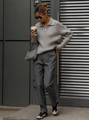 Sloane Avenue Ribbed Half-Zip Collared Sweater