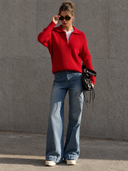 Sloane Avenue Ribbed Half-Zip Collared Sweater