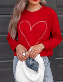 Radiant Love Red Rhinestone Heart Sweatshirt-Sweaters-Rae Collective, Women's Online Fashion Boutique Located in Phoenix, Arizona (Scottsdale Area)
