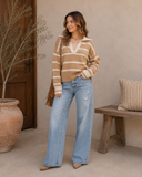 Valerie Stripe Long Sleeve Collar Sweater