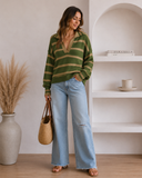Valerie Stripe Long Sleeve Collar Sweater
