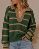 Valerie Stripe Long Sleeve Collar Sweater
