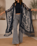 Velvet Mesh Tapestry Tassel Kimono