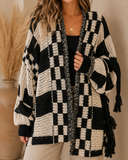 Vibe Check Long Sleeve Checkered Cardigan