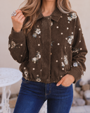 Vintage Embroidery Sequins Lapel Collar Button Jacket