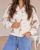 Vintage Embroidery Sequins Lapel Collar Button Jacket