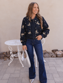 Vintage Embroidery Sequins Lapel Collar Button Jacket