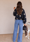 Vintage Embroidery Sequins Lapel Collar Button Jacket