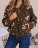 Vintage Embroidery Sequins Lapel Collar Button Jacket