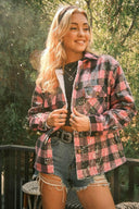 Gingham Sequin Pocket Sherpa Lined Jacket-Shackets-Krush Kandy, Women's Online Fashion Boutique Located in Phoenix, Arizona (Scottsdale Area)