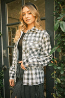 Gingham Sequin Pocket Sherpa Lined Jacket-Shackets-Krush Kandy, Women's Online Fashion Boutique Located in Phoenix, Arizona (Scottsdale Area)