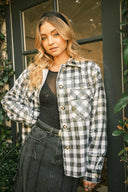 Gingham Sequin Pocket Sherpa Lined Jacket-Shackets-Krush Kandy, Women's Online Fashion Boutique Located in Phoenix, Arizona (Scottsdale Area)