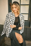 Gingham Sequin Pocket Sherpa Lined Jacket-Shackets-Krush Kandy, Women's Online Fashion Boutique Located in Phoenix, Arizona (Scottsdale Area)
