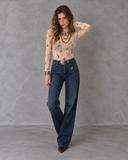 Sagebrush Rodeo Western Print Sheer Mesh Top