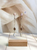 Pink Opal & Chocolate Moonstone Earrings Bag No-41