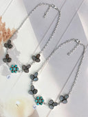 Chocolate and Grey Moonstone Necklace Bag No -9