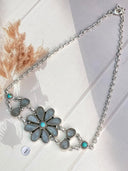 Chocolate and Grey Moonstone Necklace Bag No-36