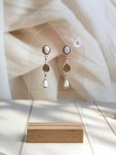 Pink Opal & Chocolate Moonstone Earrings Bag No-41