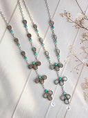 Chocolate and Grey Moonstone Necklace Bag No -12