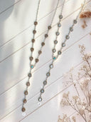 Chocolate and Grey Moonstone Necklace Bag No -13
