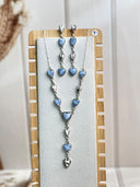 Blue Lace and Muhave and White Buffalo Necklace and Earrings S.No-8