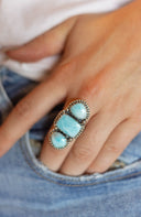 Serene Skies Triple Stone Larimar Statement Ring