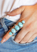 Elite Baddie Solstice Drift Larimar Five Stone Statement Ring