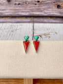 Heart On Fire Turquoise & Red Opal Earrings-Stud Earrings-Rae Collective, Women's Online Fashion Boutique Located in Phoenix, Arizona (Scottsdale Area)