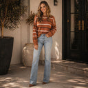 Brown Stripe Knit Sweater