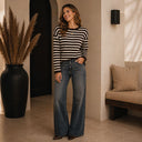 Cocoa Stripe Long Sleeve Tee