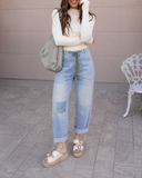 Wide Leg Patchwork Denim Pants