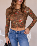 Wild Rose Mesh Long Sleeve Top