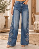 Wildflow Embroidered Wide Leg Jeans-Preorder