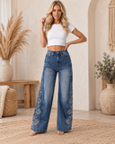 Wildflow Embroidered Wide Leg Jeans-Preorder