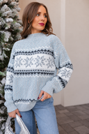 Let It Snow Snowflake Mock Neck Sweater – Cozy Winter Knit