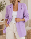 Woven Long Sleeve Open Front Classic Blazer
