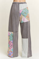 Mineral Washed Floral Knit Jacquard Boho Pants