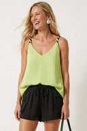 Contrast Twisted Strap High Low Bubble Top