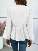Ivy Lane Peplum Tied Long Sleeve Blouse-Rae Collective, Women's Online Fashion Boutique Located in Phoenix, Arizona (Scottsdale Area)
