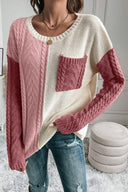 Color Block Round Neck Long Sleeve Sweater-Rae Collective, Women's Online Fashion Boutique Located in Phoenix, Arizona (Scottsdale Area)