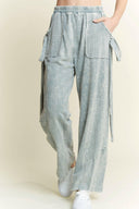 J.HER Mineral Wash Side Ribbon Bow pants-Pants-Rae Collective, Women's Online Fashion Boutique Located in Phoenix, Arizona (Scottsdale Area)