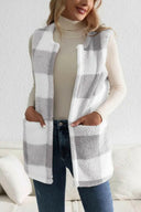 Sherpa Plaid Open Front Vest Coat-Rae Collective, Women's Online Fashion Boutique Located in Phoenix, Arizona (Scottsdale Area)