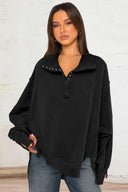 Exposed Seam Side Slit Long Sleeve Sweatshirt-Rae Collective, Women's Online Fashion Boutique Located in Phoenix, Arizona (Scottsdale Area)
