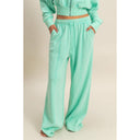 Acid Wash French Terry Wide-Leg Pants