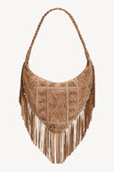 Aztec Maze Fringe Hobo Bag – Taupe