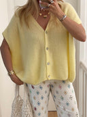 V-Neck Button Up Short Sleeve Cardigan-Tops-Rae Collective, Women's Online Fashion Boutique Located in Phoenix, Arizona (Scottsdale Area)