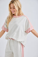 J.Her Washed Contrast Side Spring Top