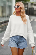 Round Neck Drop Shoulder Long Sleeve Sweater-Rae Collective, Women's Online Fashion Boutique Located in Phoenix, Arizona (Scottsdale Area)