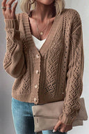 Openwork Button Up Long Sleeve Cardigan-Sweaters-Rae Collective, Women's Online Fashion Boutique Located in Phoenix, Arizona (Scottsdale Area)